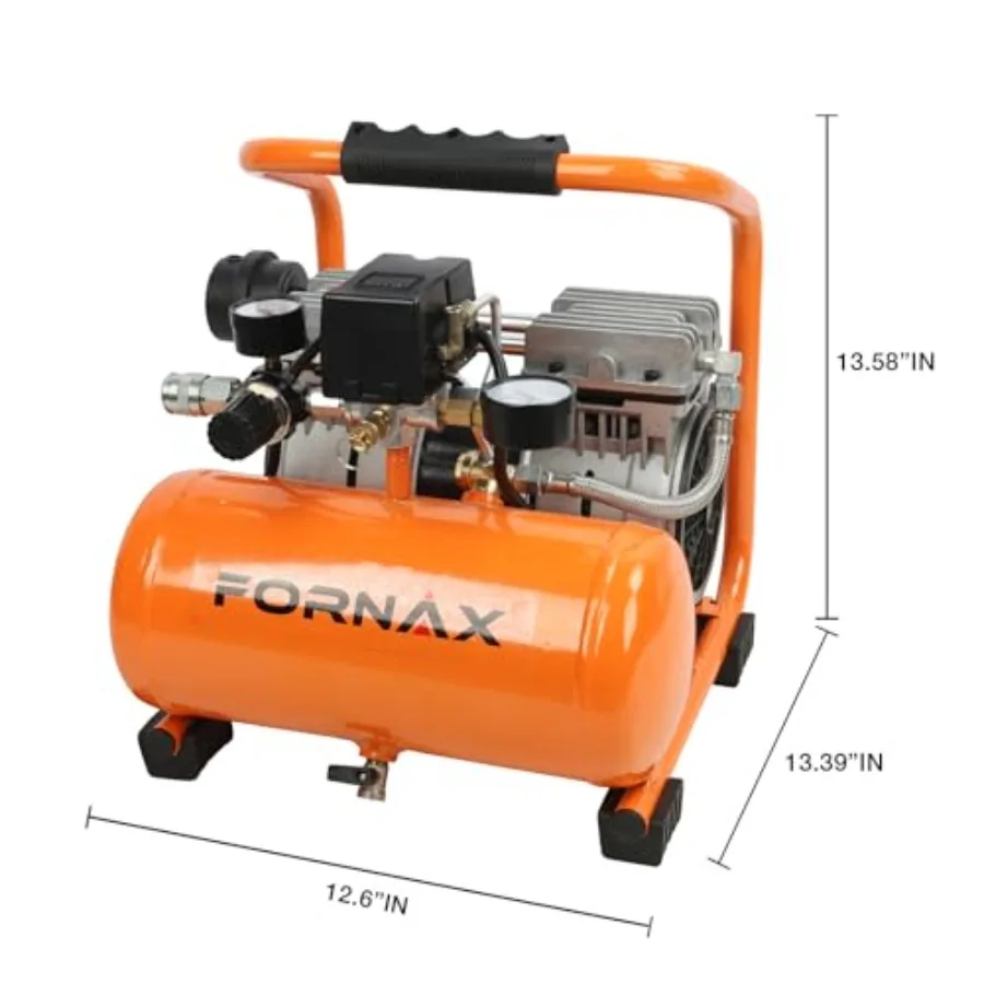 ضاغط هواء فائق الهدوء 1.3 جالون 1HP 65dB ضاغط محمول صامت خالي من الزيت 125 رطل لكل بوصة مربعة بحد أقصى 120 فولت لتضخم الإطارات مسدس مسامير G #2