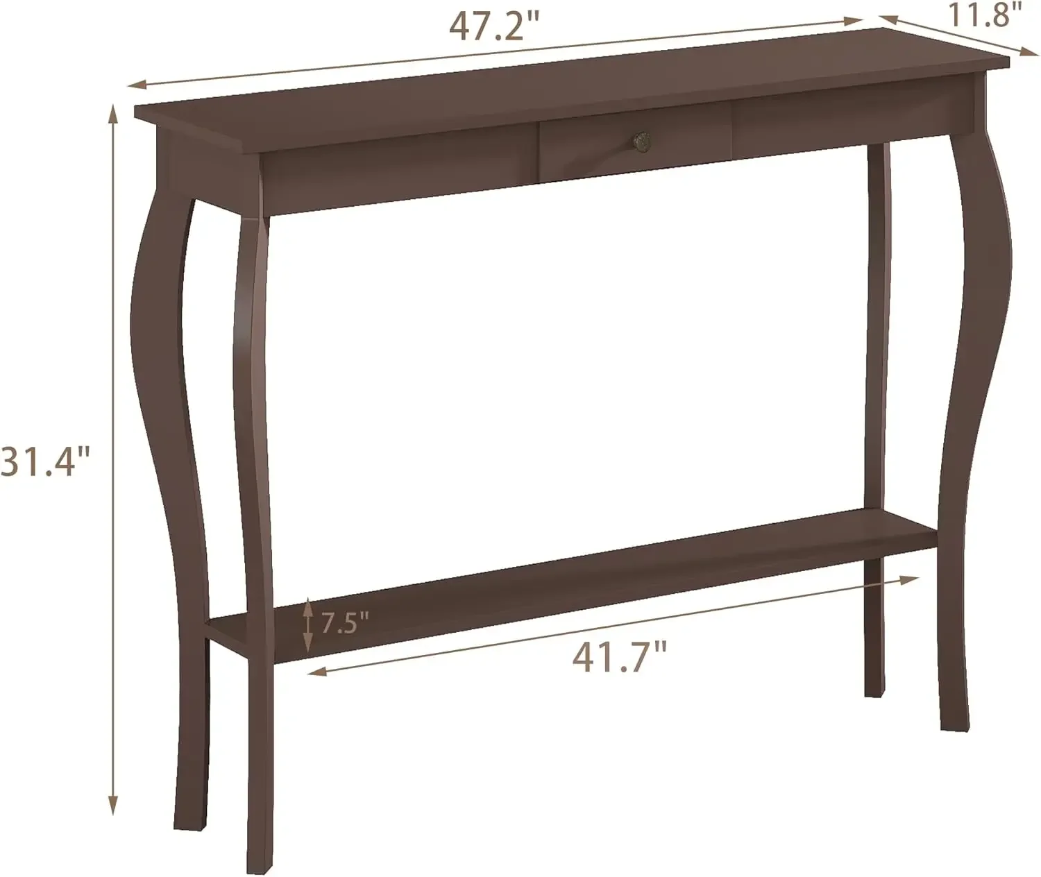 47 Inch Narrow Console Table with Drawer, Chic Accent Sofa Entryway Table with Shelves for Entryway, Living Room, Hallw