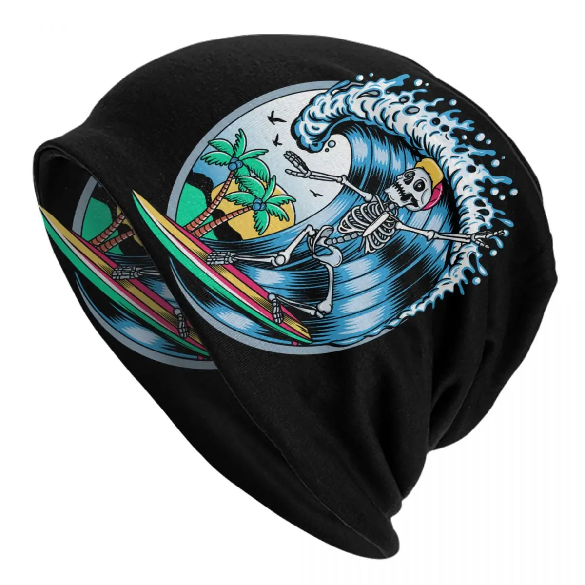 Custom Summer Surf Rider Skull Surfing Bonnet Hats Cool Knitted Hat For Men Women Winter Warm Skullies Beanies Caps