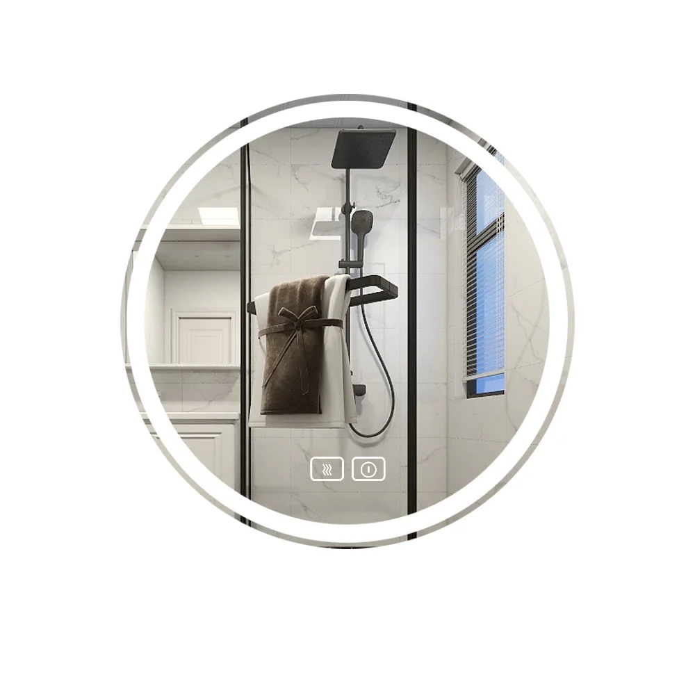 

Smart bathroom mirror, three-color light led anti-fog wall mirror