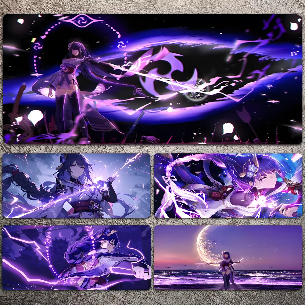 

Genshin Impact Raiden Shogun Mousepad Mouse Pad Laptop Gaming Accessories Mousepad Large Desk Mat Computer Gamer Keyboard Rug