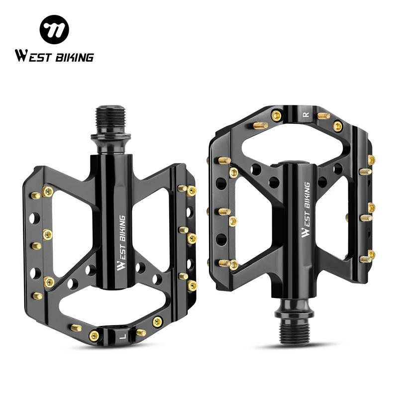 

WEST BIKING Bike Pedals 3 Bearings Ultralight MTB Pedal Aluminum Alloy Non-slip Colorful Road Bike Flat Pedals Bike Accessory