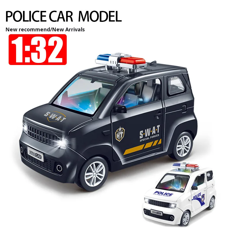 

1：32 Mini Police Car Series Toy Models Simulation Tundra Doors Open Pull Back Senior Gift for Boys Plastic Car Model