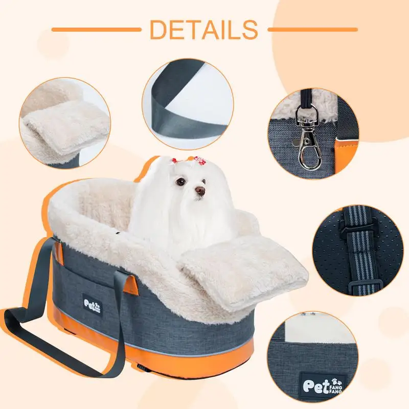 Portable Console Booster Dog Car Seat Pet Carrier For Small Dogs and Cats Adjustable Shoulder Straps Pet Traveling Carrying Bag