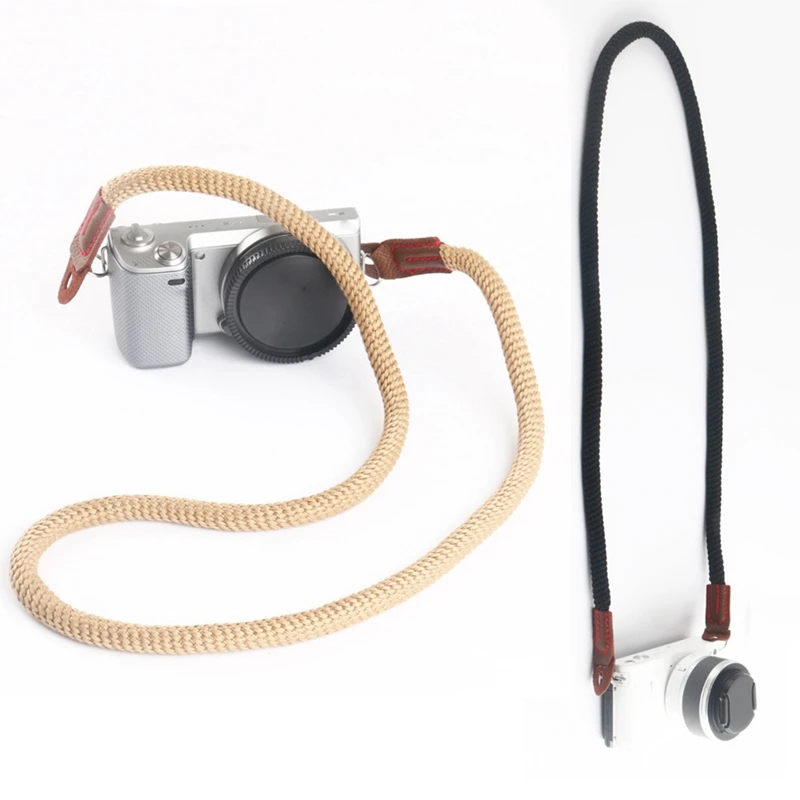 Artistic Simple Cotton Mirrorless Camera Backpack Mirrorless Camera Round Hole Camera Strap Easy Install Brown