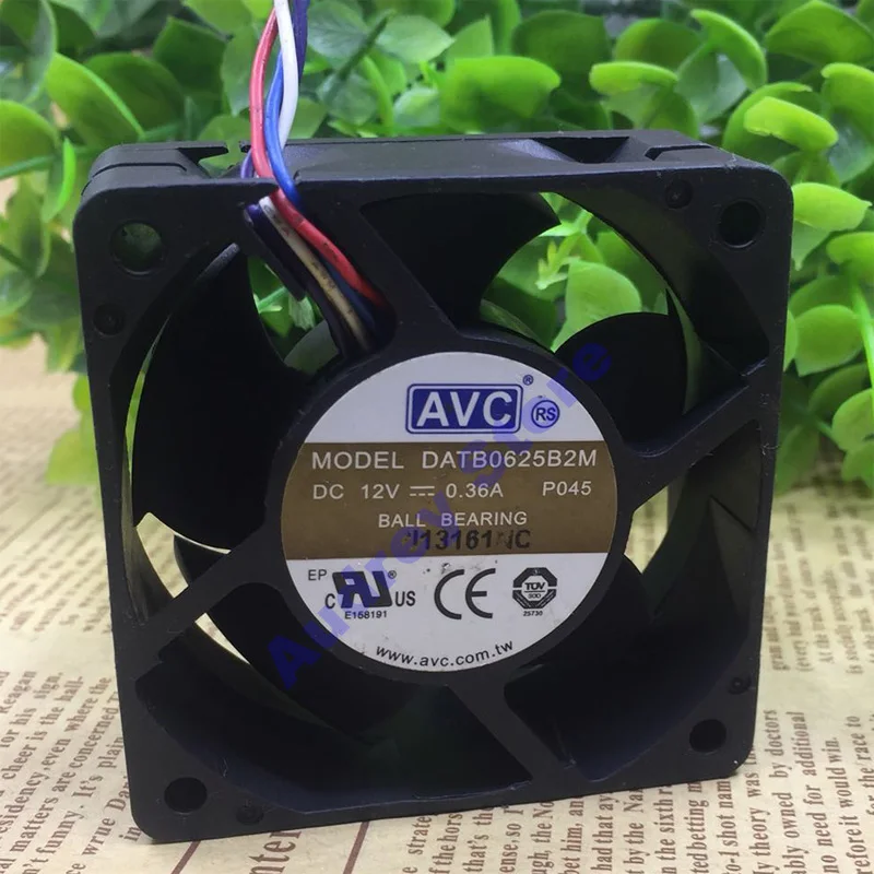 AVC 6025 12V 0.36A 6cm 4-wire temperature control server cooling fan Double ball bearing PWM air blower DATB0625B2M 12000RPM