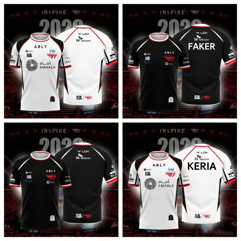 2026 NEW T1 ESPORTS TEAM JERSEY FAKER FAN SUMMER SHORT SLEEVE FOR GAMING ENTHUSIASTS OUTDOOR SPORTSWEAR Beach Surfing