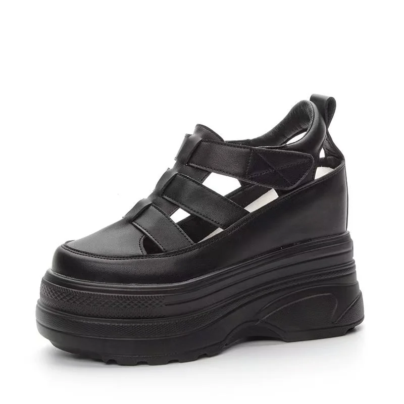 

Сандалии на высокой платформе 11 см, новые летние повседневные туфли-лодочки на скрытом каблуке, женские уличные пляжные тапочки, дышащие массивные кроссовки