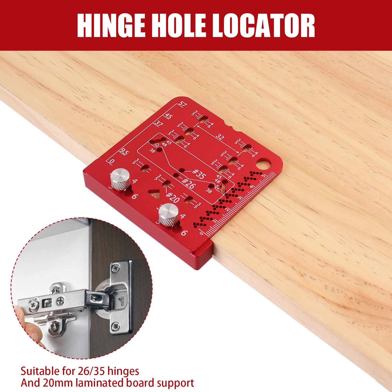 

Aluminum Cabinet Hinge Jig Tool - Adjustable 35mm Drill Guide for 45/48/52mm Concealed Hinges - Precision Hardware Installation