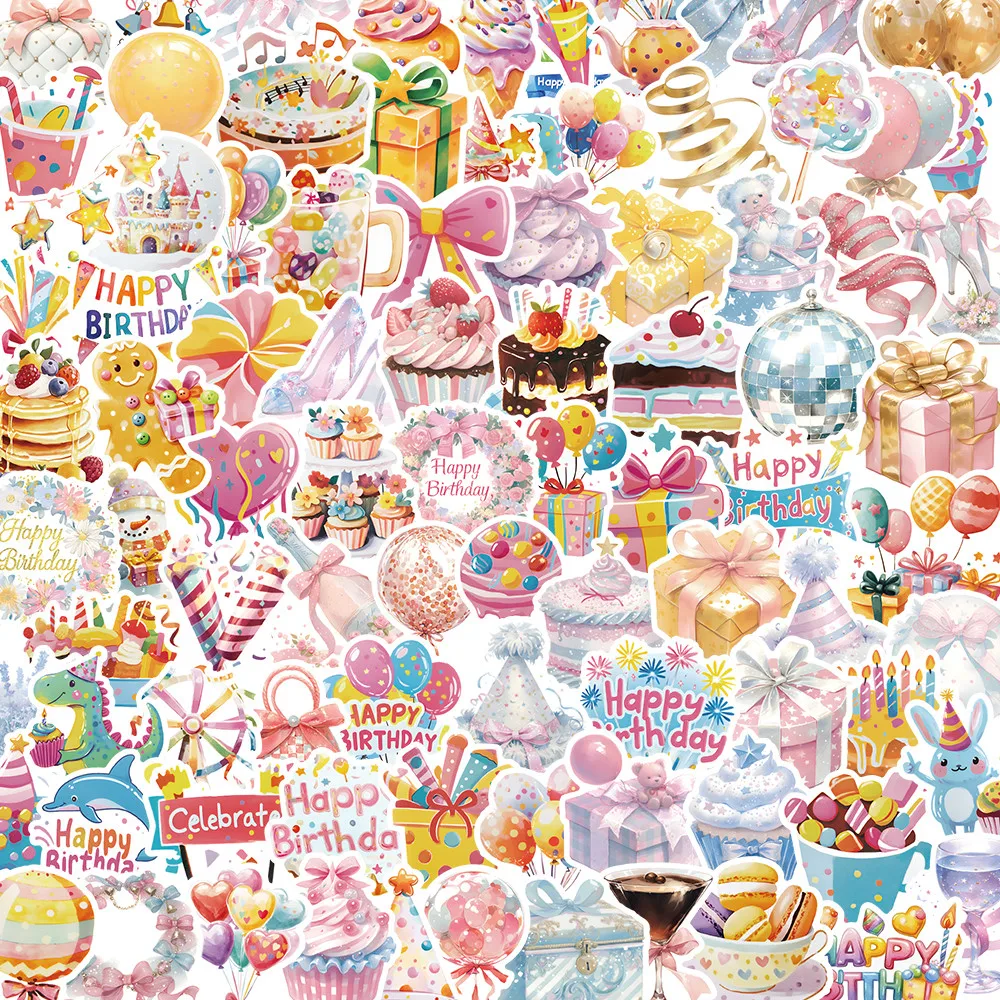 

200 Pcs Happy Birthday Sticker Set - Style C, Decorative Stickers for Party Supplies, Gift Wrapping Notebook
