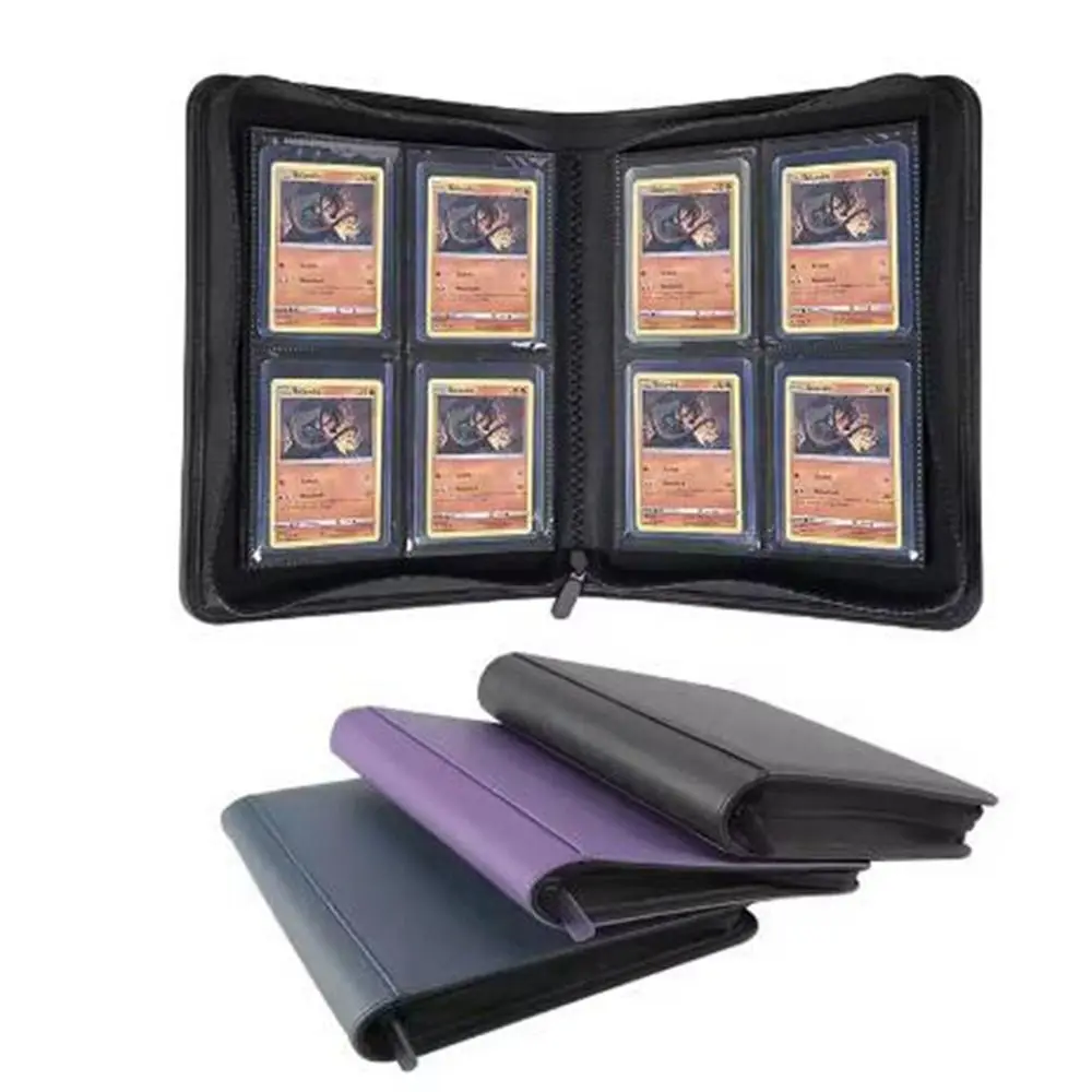 

PU Toploader Binder 112 Toploaders 4 Pocket Cards Colletction Album Double Sided Pockets Dustproof Toploader Album Game Cards