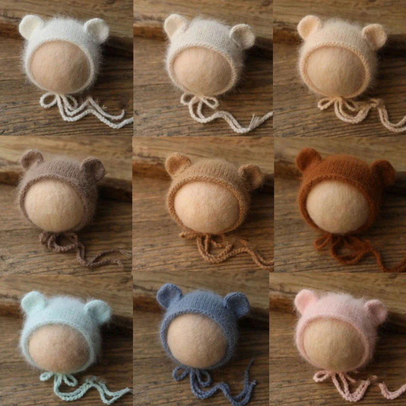 

Newborn Wool Hat Newborn Photography Props Knit Baby Girl Boy bear Hat Baby Photography Props Aceessries