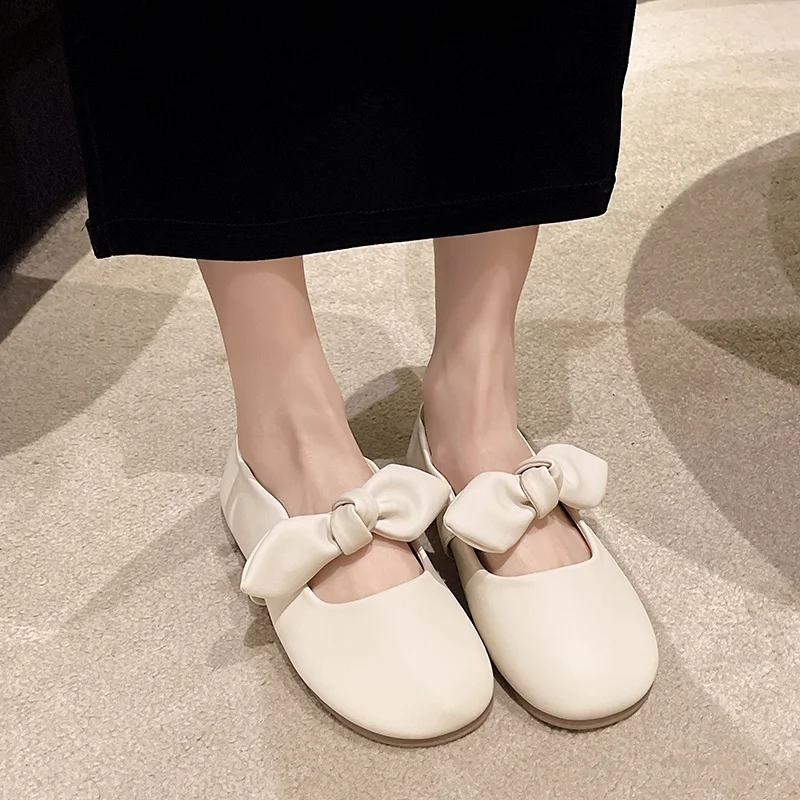 Moccasin Shoes Round Toe Casual Female Sneakers Dress Flats Women Bow-Knot Shallow Mouth Moccasins Butterfly New Summer