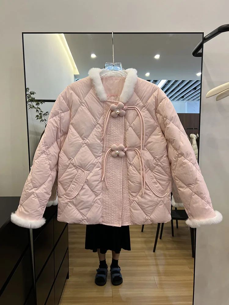 Down jacket women winter 2025 new Chinese style cute and artistic lightweight design sense white duck down jacket trendy