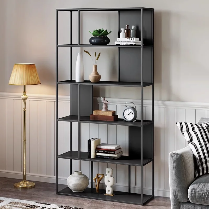 

Multi-layer Metal Bookcase Partition Storage Nordic Ironwork Bookcase Floor-standing Living Room Furniture La Combinaison YS40CC