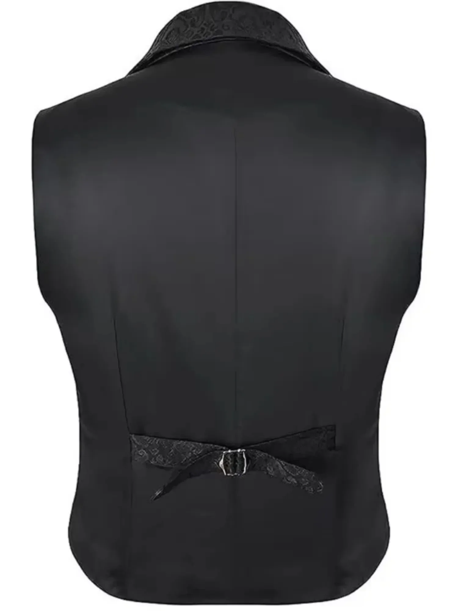 Herren Mehrfarbige Viktorianische Blumen-Jacquard Anzugweste mit Revers, Einreihig, Schmal Geschnitten, für Hochzeit, Bankett, Formelle Anlässe – Detail 14