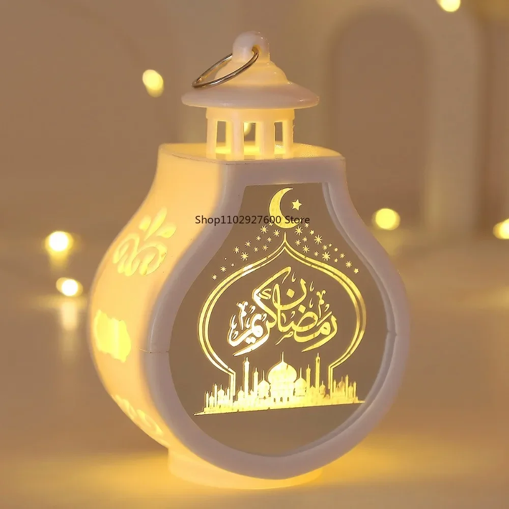 Retro Ramadan Mubarak LED Luce notturna Castello lunare Eid Mubarak Lanterna Islamico Musulmano Ornamento da tavolo 2025 Decorazione per feste a casa