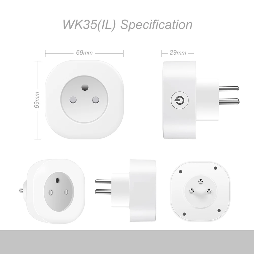 LELLKI Zigbee Power Plug Socket Zigbee2mqtt 10A EU Brazil French IL IT CH Remote Control With Tuya Smart Life SmartThings Alexa