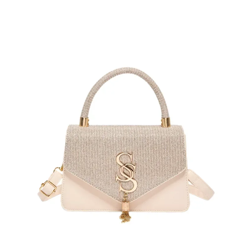 2025 New Trendy Small Square Bag - Letter Embroidered Simple Design Versatile Commuter Shoulder Messenger