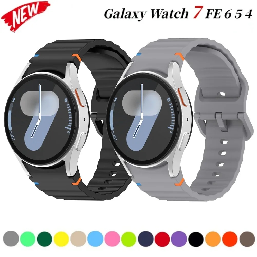 Offizielles Wave Silikonarmband für Samsung Galaxy Watch 7/FE/6/5/4 44/40mm 5 Pro Lückenloses Armband Galaxy Watch 6-4 Classic 47/43mm