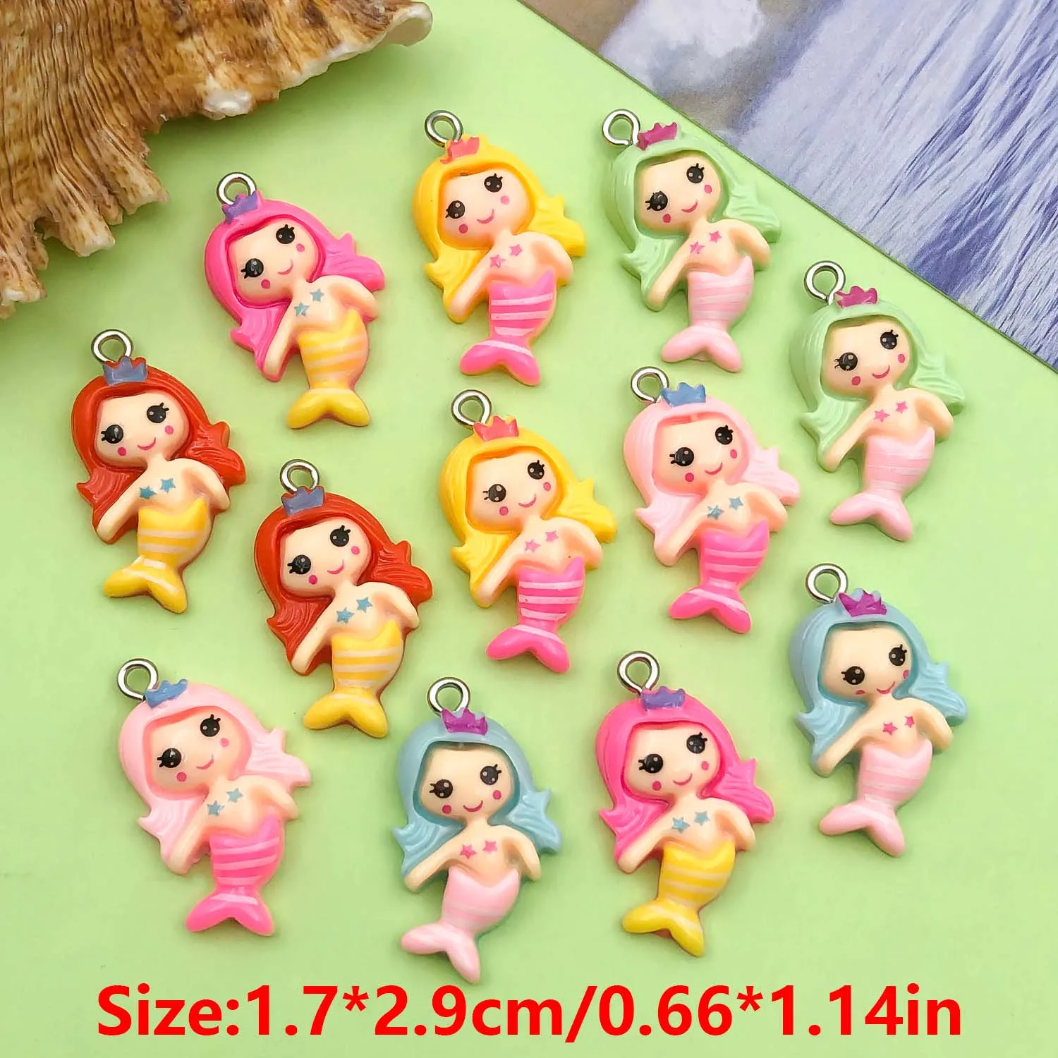 10/12pcs 17*29mm Resin Mermaid Princess Charms Marine Life Pendant for DIY Bracelet Necklace Earrings Jewelry Making Accessories