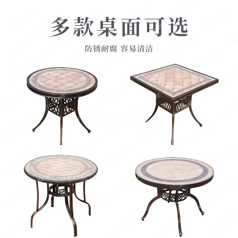 

Table and Chair Courtyard Villa Outdoor Garden Leisure Outdoor Cast Aluminum Table and Chair Antiseptic Wood Table