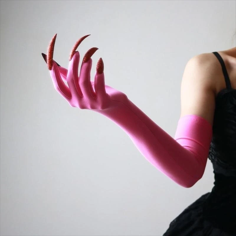 Dxae Punk Long Nails Paws Handschoenen Elastische rekbare armhandschoenen Cosplay Event Armwear