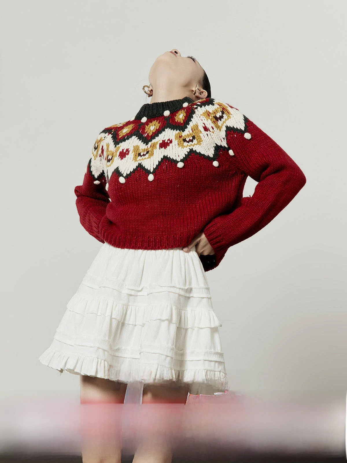 

Red Loose Cisas Aosphere Sweater Women's Faion Commute Sle Long Sve round Ne Warm Thermal Knitwear Top