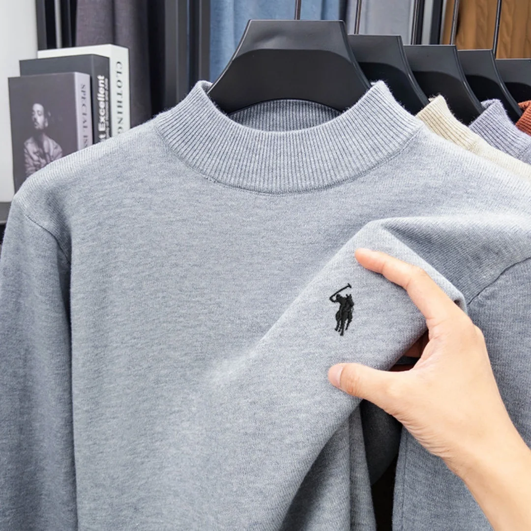 High end brand men's round neck hot selling knitted sweater 2026 autumn winter luxury pony embroidery Paul casual warm pullover