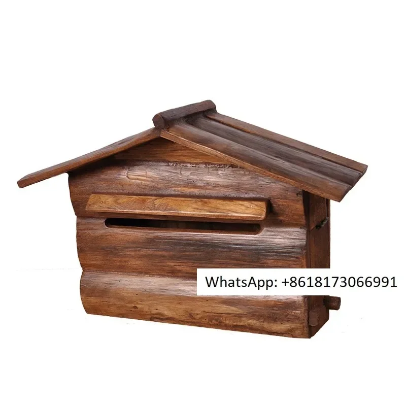 

Solid Wood Wall-Mounted Letter Box Outdoor Home Pastoral Milk Yijian Charity Storage Box Villa Mailbox