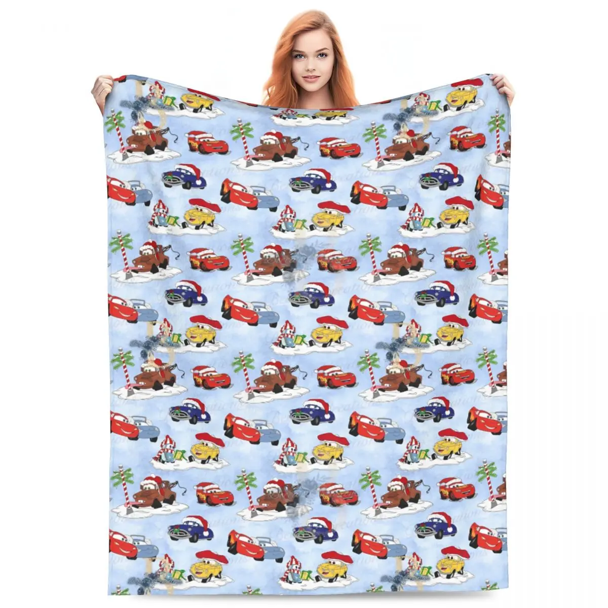 Cars Rains McQueen Cars Cartoon Throw Blanket, Soft Warm Blanket, Couvre-lit au glouton pour chambre à coucher, Couvre-lit esthétique, Noël