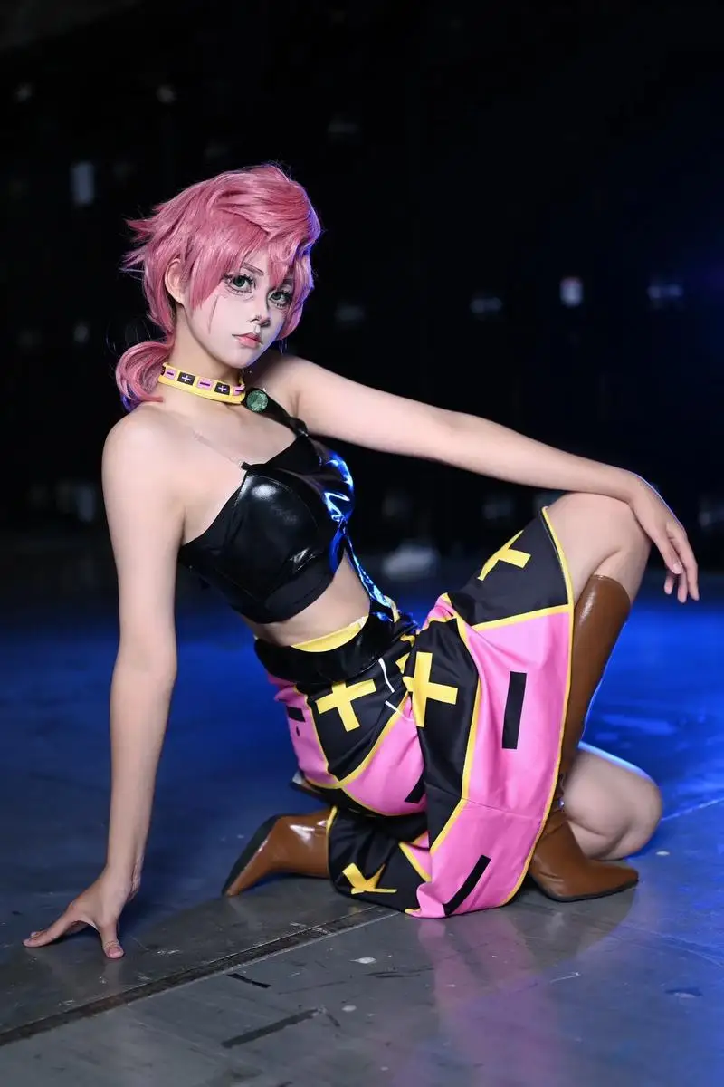 أزياء أنيمي تريش أونا التأثيرية شعر مستعار وردي جوجو غريب حجر المحيط مغامرة تريش سيكسيولينا ملابس داخلية فستان قلادة موحدة #5