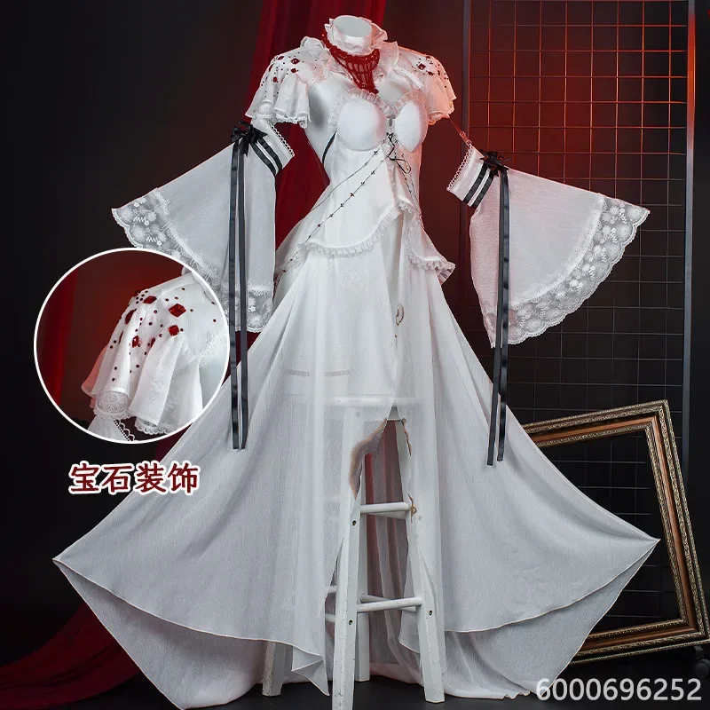 Path to Nowhere Coquelic Cosplay Costume Sexy White Dress with Wig Flower Hairpin Fingernails Legwear for Girls Halloween