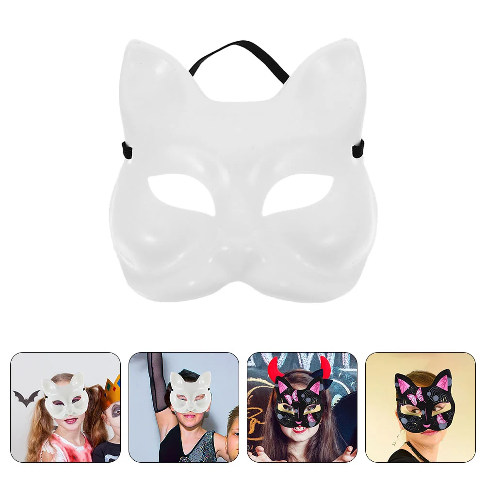 2 Pcs Mask Halloween Costumes Cosplay for Women Unpainted Masks Unique Cat Fox Masquerade Plastic Miss Blank