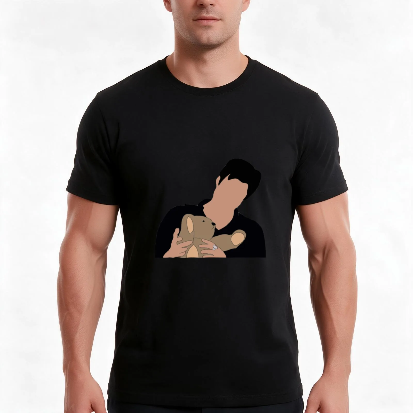 Damon Salvatore with miss cuddles T-Shirt, Summer Casual Cotton Tee, Oversized Streetwear Tops, Vintage Graphic Print