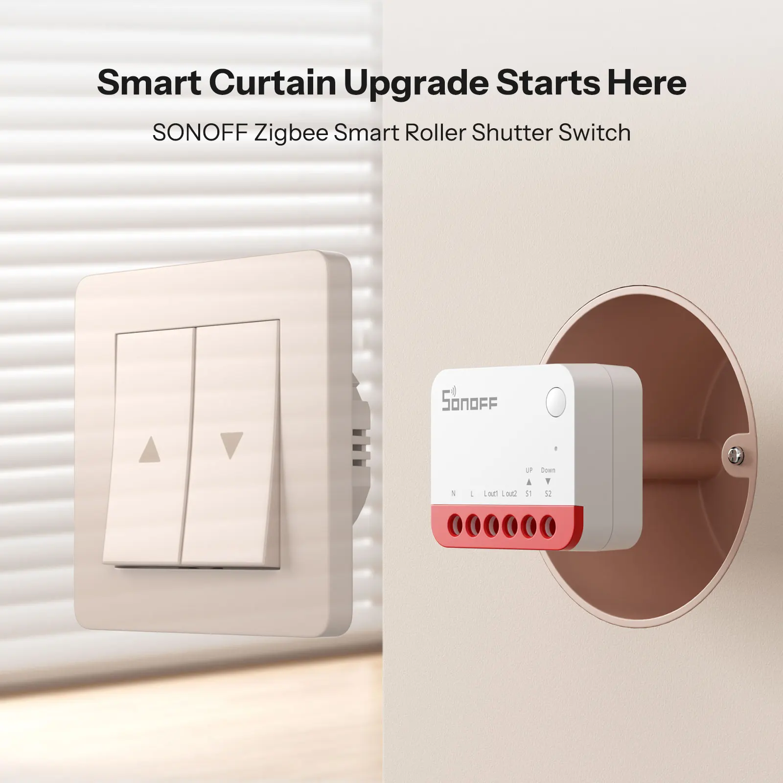 

SONOFF MINI-ZBRBS Zigbee умный переключатель рольставней Zigbee усилитель сигнала местной сцены трансформируют шторы eWeLink через ZigBee Hub