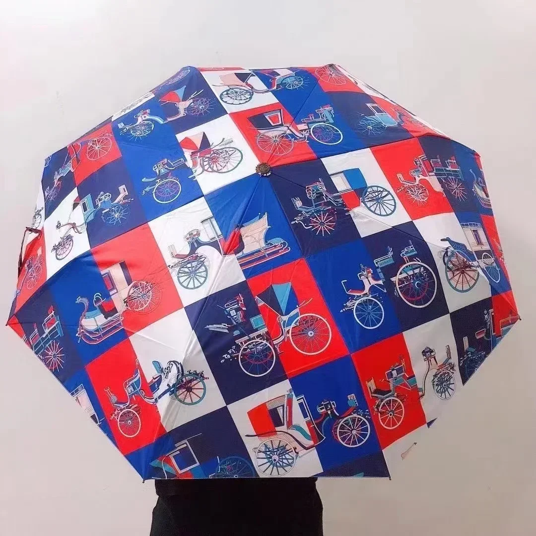 Fashion Three-fold Umbrella The New Automatic Small Black Coating Sunscreen Rain and Sun Dual-use Paraguay Umbrella Academy