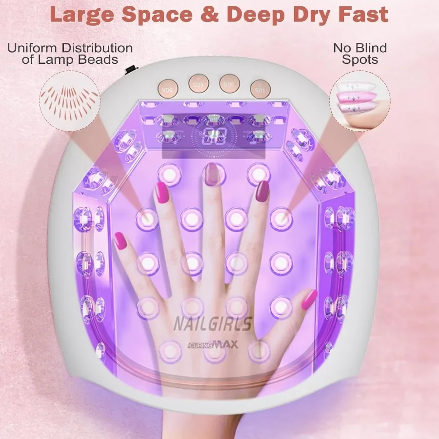 Lampada per unghie UV Lampada per unghie senza fili 80W Ricaricabile Essiccatore per unghie Gel Polish Luce Sensore automatico intelligente Display LCD UV L