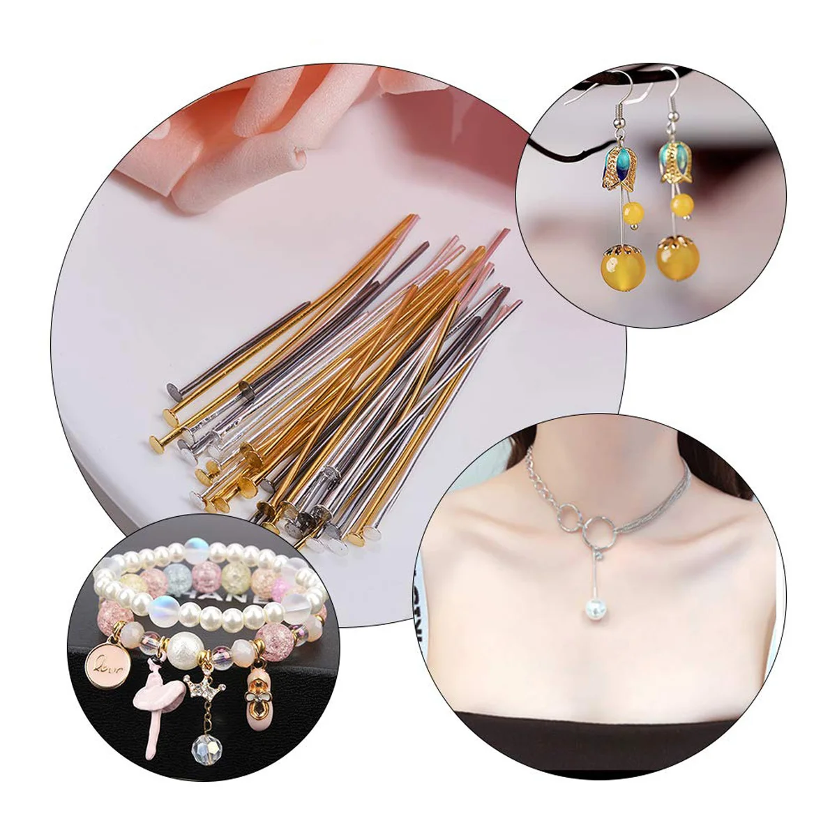 

5Packs T Shape Flat Head Pins Alloy DIY Jewelry Making Accessories Necklace Bracelet Dangle Keychain Cosplay Charms