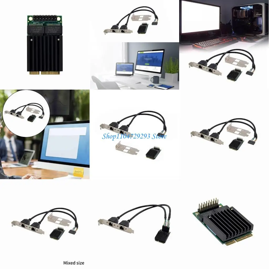Y2GD Mini Pcie to 2 Ethernet Ports Networking Adapter Card Supoort 1000/100/10Mbps Fast Transfer