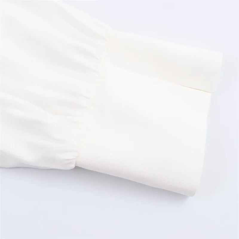 Blusa blanca Ropa De Mujer Camisas sueltas con lazo De manga larga 2025 Blusas Mujer De Moda cuello vuelto Blusas De moda Vintage Tops