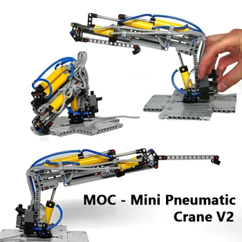 New 129pcs Technic Boom Extension and Fly Jib Version Mini Pneumatic Crane Building Blocks Structure Model DIY Bricks Toys Gift