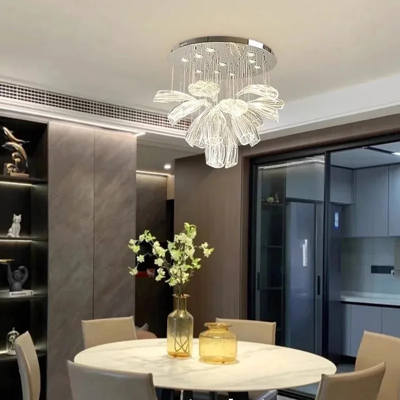 

Роскошная люстра с дизайном в виде лепестков для дуплексов, лестничных пролетов, лобби отелей, вилл, высоких потолков, столовых и гостиных, декоративные стеклянные подвесные светильники