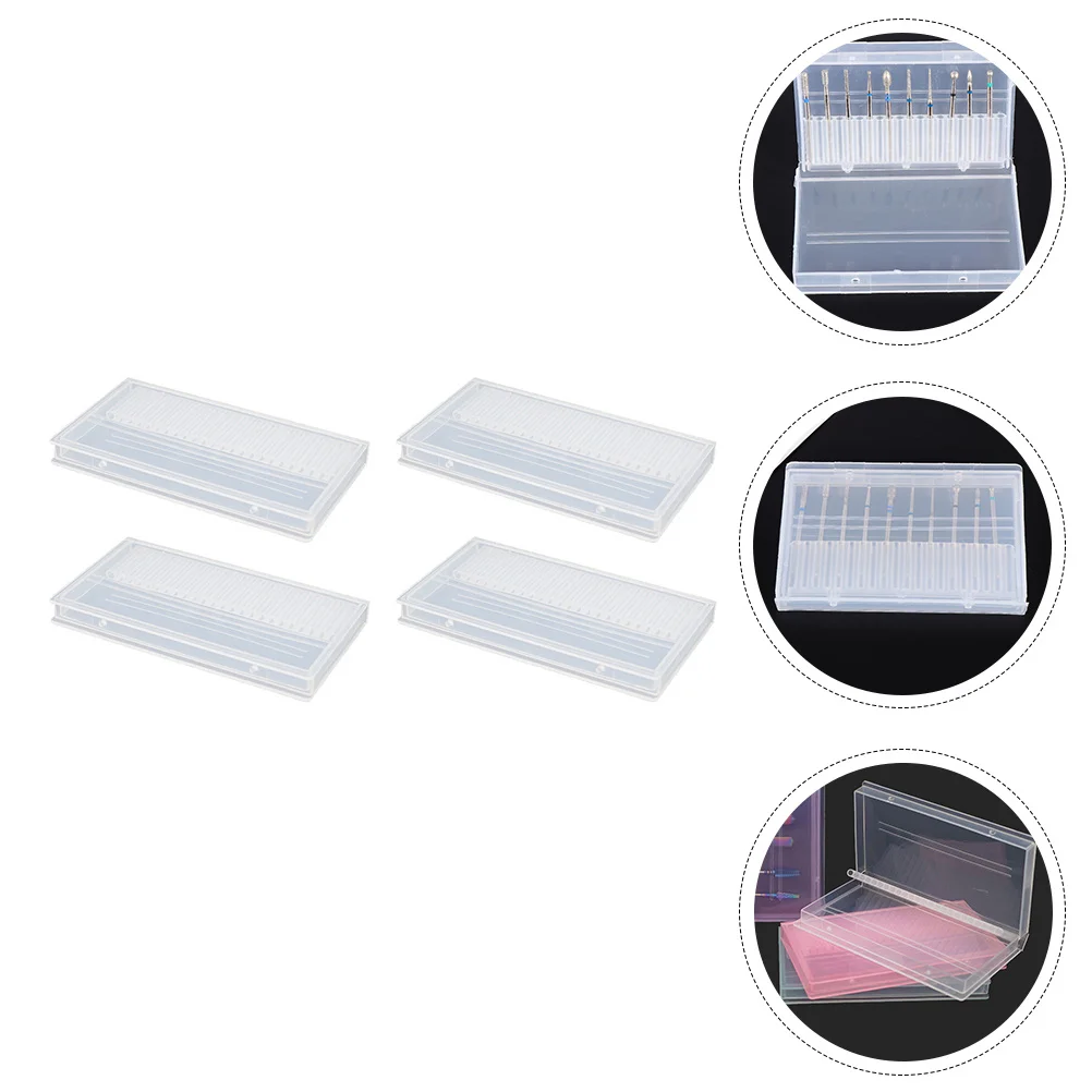 Boîte de rangement de forets à ongles, 4 pièces, boîte de rangement Portable pour manucure, tête de meulage, étui organisateur pour Salon, usage domestique, conteneur d'outils de polissage des ongles