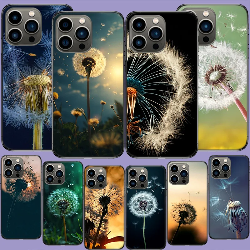 Dandelion Seeds Phone Case For Apple Iphone 16 13 Pro Max Coque 15 14 Plus Clear 12 Mini 11 Pro Cover Cute Fundas Silicone Soft