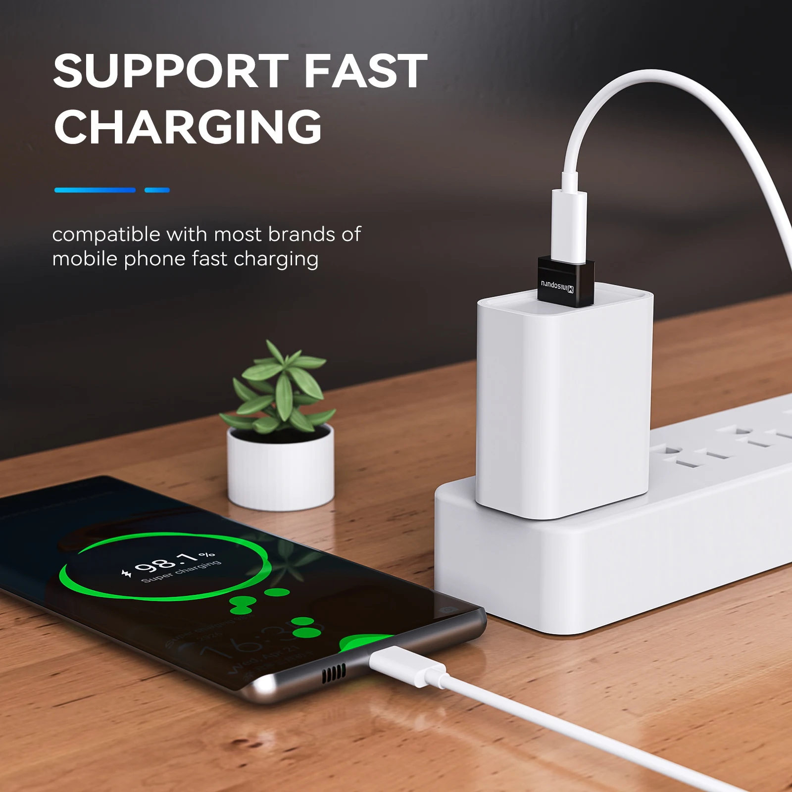 Minisopuru USB to USB C Adapter Type C Female to Male Charger Converter for Laptop iPad Airpods Xiaomi Samsung USB Adaptado