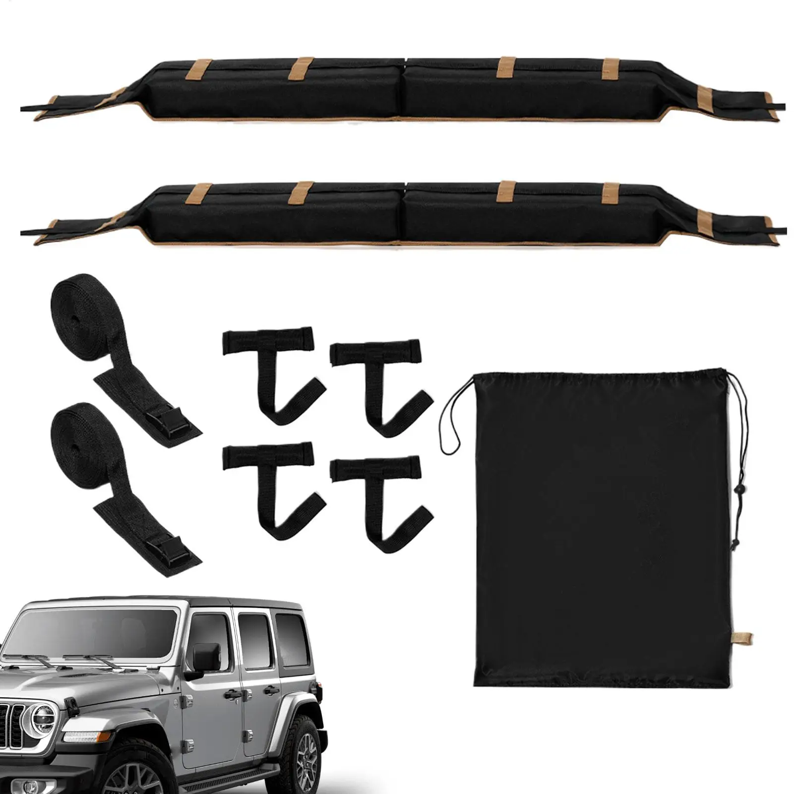 

Kayak Roof Rack Pad Surfboard Roof Rack Foam Pads With Tie Down Straps And Storage Bag Anti-Slip Cushion For Truck Surfing Trips