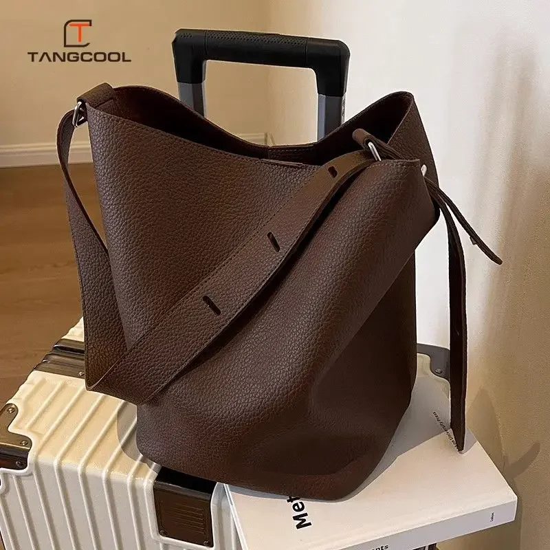 Tang Cool Large Capacity  Female New Fashion 100 Shoulder Crossbody Bag Popular Network Red Explosive Bucket Bag Tote  Purse