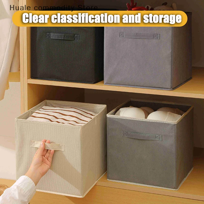 

With Handle Storage Basket Non-woven Folding Fabric Storage Box Cube Bin For Children Toys Sundries Organizer Storage Bins