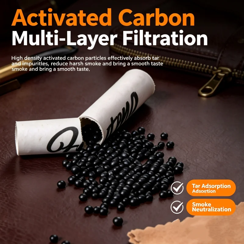 100PCS 9mm Tobacco Pipe Filters Activated Carbon Filter Mouthpiece Physical Tar Adsorption Replacement Smoking Accessories